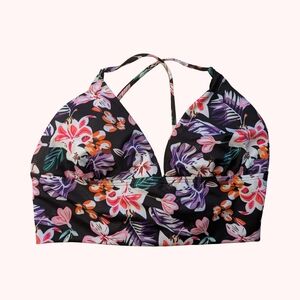 Lace Back Bustier Floral Top For D Cup (One Size Fits Most)